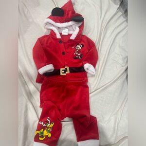 Mickey and pluto Disney Red Baby Outfit with Santa Design
